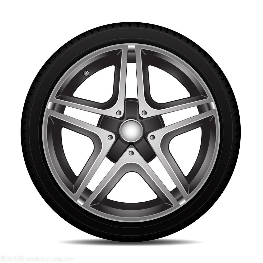 輪胎設(shè)計運動的現(xiàn)實汽車輪胎合金白色背景矢量插圖